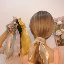 Fashion Solid Color Gauze Long Ribbons Scrunchie Hair Accessories For Women Elegant Bow Ponytail Holder Girls Elastic Hair Bands 2024 - buy cheap