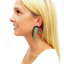 Novelty Design Rhinestone Parrot Birds Dangle Earrings Jewelry Hot Sale Fashion Hyperbloe Statement Earrings Accessories 2024 - buy cheap