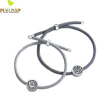 Pulsera de cuerda trenzada para hombre y mujer, de Plata de Ley 925, con diseño de ciervo ballena, regalo de recuerdo, joyería fina hecha a mano 2024 - compra barato