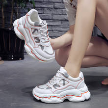 Zapatillas de plataforma para mujer, zapatos informales con cordones, de tacón alto, gruesos, color blanco, para primavera y otoño, 2019 2024 - compra barato