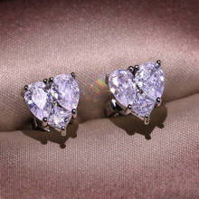 Модные серьги-гвоздики в форме капель в форме сердца с кристаллами, милые серебряные серьги в форме сердца, подарок, ювелирные изделия Orecchini Brincos Pendientes O4T412 2024 - купить недорого