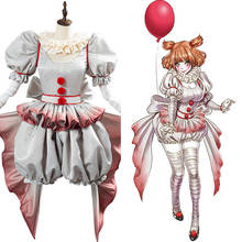 Pennywise Cosplay Costume Horror Pennywise The Clown Costume Outfit for Women Girls Dress Halloween Carnival Suit 2024 - buy cheap