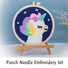 Punch Needle Unicorn Embroidery Kit with Hoop Punchneedle Cross Stitch Set for Beginner Handmade Decoration 2024 - buy cheap