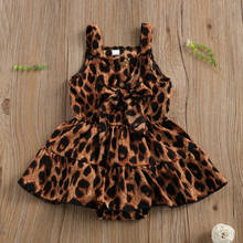 Summer Baby Girl\u2019s Casual Suspender Ruffles Jumpsuits Fashion Leopard Bow Skirt Hem Triangle Bodysuits 2024 - buy cheap