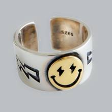 New Fashion Retro Wide Smiley lightning Thai Silver Opening Rings For Women Creativity Jewelry Gifts SAR154 2024 - buy cheap