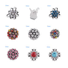 Flower  12mm Rhinestone Charms  Metal snap button  DIY jewelry   KS2018 2024 - buy cheap