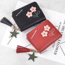 Flower Wallet Card Holder Tassel Zipper Lady Coin Purse Woman Wallets Floral Purses Pocket Bag Moneybags Mini Flap Bags Billfold 2024 - buy cheap