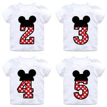 Boys and Girls Happy Birthday Number 1-9 Letter Print T shirt Enfant Summer White T-shirt Kids Funny Birthday Present 2024 - buy cheap