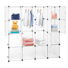 DIY Modular Closet Bookcase Organizer Plastic Cabinet 16 Cubes Wardrobe Cubby Shelving Storage Drawer Unit System with Doors 2024 - buy cheap