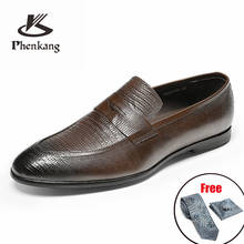 Men leather shoes business dress suit shoes men brand Bullock genuine leather black slipon wedding mens shoes Phenkang 2024 - buy cheap