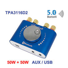 Mini amplificador de potência de áudio estéreo, 2*50w, bluetooth 5.0, tpa3116d2, 10w ~ 100w, hifi classe d digital tpa3116, placa de som usb amplificador 2024 - compre barato
