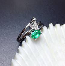 Shilovem anéis de prata esterlina 925, anéis clássicos com esmeralda natural, joias finas, presente de casamento para mulheres, 4x6mm 2024 - compre barato
