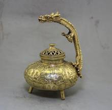 Estatua de cobre antigua, colección al por mayor de artesanías de bronce, adornos de quemador de incienso baishulong de latón 2024 - compra barato