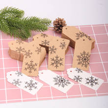 Tarjetas de papel Kraft DIY, etiquetas colgantes de copo de nieve, etiquetas de Feliz Navidad, suministros de envoltura de regalo para fiesta de Navidad, 50 Uds. 2024 - compra barato