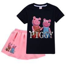 Camiseta de manga corta y Falda corta de algodón para niños, traje de Anime para niñas, conjunto de falda y Tops de verano 2024 - compra barato