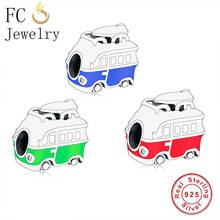 FC Jewelry Fit Original Brand Charm Bracelet 100% 925 Silver Multicolor Enamel Bus Van Bead With Enamel For Making Berloque 2020 2024 - buy cheap