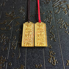 Gold plated, namo Amitabha, metal pendant, six character Buddha name mantra, Buddhist safety amulet, necklace pendant 2024 - buy cheap