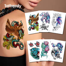 Временные татуировки для девочек, тату со змеиным животным, лошадь, тигр, сексуальная съемка тату, поддельные акварельные татуировки на спине, чтобы покрыть шрамы 2024 - купить недорого