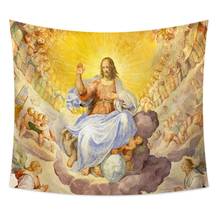 Tapete de berço jesus para parede, mural de tecido, decoração para sala de estar, estampa de anjo 2024 - compre barato