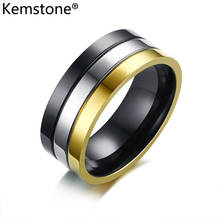 Kemstone 8mm Classic Titanium Steel Tri-colors Rings for Men Jewelry Gift 2024 - buy cheap