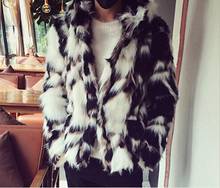 New Men Winter Autumn Plus Velvet Fake Fur Jackets Mixed Color Hooded Imitation Fur Outwears Male Large Size Faux Fur Tops K1214 2024 - buy cheap