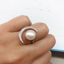 Lua formato de anel descobertas ajustável, montagem em novo anel jóias peças acessórios de casamento para miçangas de pérola 2024 - compre barato