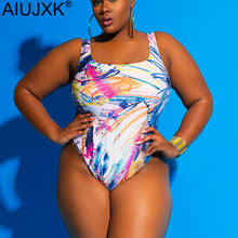 Aiujxk mais tamanho graffiti impressão uma peça maiô feminino beachwear maiô 4xl bodysuit bikini mulher monokini 2021 2024 - compre barato
