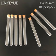 100pieces/pack 15*150mm Transparent Plastic test tube with Cork Stopper U-shape bottom Laboratory or Wedding favours Spice Tube 2024 - buy cheap