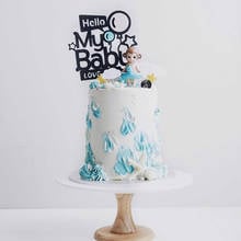 Hello My Baby Love Happy Birthday Cake Topper Black Newborn Birthday Cupcake Topper for Newborn Birthday Party Cake Decorations 2024 - buy cheap