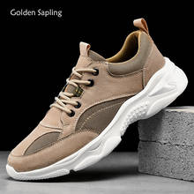 Ouro sapata moda masculina sapatos casuais retro couro genuíno ao ar livre jogging calçado respirável lazer condução sapato para homem 2024 - compre barato
