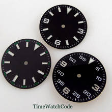 Peças de mostrador de relógio de 29mm, adequadas para nh35a miyota8215821a eta2836, movimento preta, algarismos arábicos, material em liga 2024 - compre barato