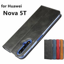 Nova5T Premium Leather Case for Huawei Nova 5T Ultra-Thin Flip Cover Case Trend Magnetic adsorption Case + 1 Lanyard 2024 - buy cheap