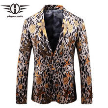 Ploesxali blazer masculino leopardo primavera outono 2019, estampa de estrela peixe fashion, jaqueta masculina 5xl palco baile blazers q25 2024 - compre barato