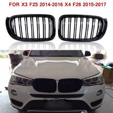 M Style Car Front Grille Grill Mesh Net Trim Strip Cover Gloss Black Double Line For BMW X3 X4 F25 F26 2014 2015 2016 2017 2024 - buy cheap