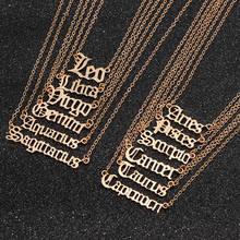 12 Zodiac Letter Constellation Necklaces Vintage Scorpio Aquariu Metal Short Chain Pendant Necklace for Women Men Birthday Gift 2024 - buy cheap