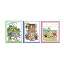 Joy Sunday-pintura de dibujos animados de ratones, juego de costura bordada, DMS, Kits de patrones de punto de cruz, 11CT, 14CT 2024 - compra barato