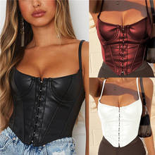 Women's Corset Sexy Low-cut Bustier Sling PU Crop Top Punk Rock Style Camisole Club Party Outfits Casual Streetwear 2024 - buy cheap
