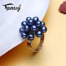 Женское кольцо для помолвки FENASY, Винтажное кольцо из натурального жемчуга в цветочек, из стерлингового серебра 925 пробы 2024 - купить недорого