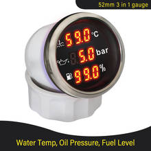 Medidor digital 3 em 1, universal, novo, 52mm, à prova d'água, temperatura, óleo, pressão, com alarme, 9-32v 2024 - compre barato