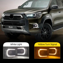 Luz LED de circulación diurna para coche, relé de señal de giro dinámico amarillo, 12V, DRL, para Toyota Hilux Rocco 2020, 2021, 1 Juego 2024 - compra barato