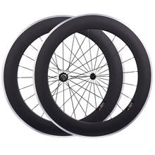 Ruedas de carbono para bicicleta de carretera, superficie de frenado de aleación de aluminio superligera 700C, 80mm, hub Powerway R13 y CN aero 424, juego de ruedas de biciclce 2024 - compra barato