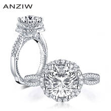 ANZIW Luxury 925 Sterling Silver 2.65CT Round Cut Double Halo Ring Engagement Simulated Diamond Wedding Silver Ring Jewelry 2024 - buy cheap
