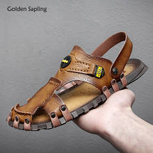 Sandalias de gladiador de Sapling dorado para hombre, zapatos de playa de estilo romano a la moda, sandalias clásicas para caminar al aire libre, zapatos casuales para hombre 2024 - compra barato
