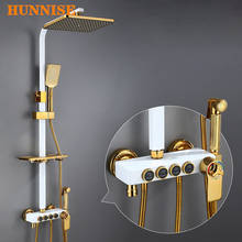 White Gold Bathroom Shower Mixer Set Stainless Steel Shower Hose Brass Bath Bidet Bathtub Faucet Luxury Thermostatic Shower Set 2024 - buy cheap