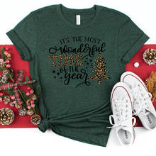 2020 Christmas T-Shirt Most Wonderful Time of The Year Shirt Cheetah Christmas Tees Xmas Leopard Graphic Tee Kawaii Harajuku Top 2024 - buy cheap