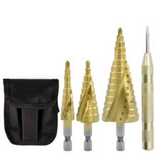 4Pcs Drill Bit Set Cone Hole Cutter Taper Metric 4-32mm Ladder Spiral Groove Step Conical Cone Drill Bit Set Hole Cutter Kit 2024 - buy cheap