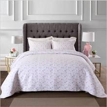 New white flowers Quilted 100% cotton Bedspread Bed Cover Bed Sheet size 230x250cm blanket Pillowcases 3pcs 2024 - buy cheap