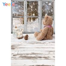 Рождественское окно игрушка кукла Снег Зима Деревянный Пол Детский портретный фон Виниловый фон для фотосъемки для фотостудии 2024 - купить недорого