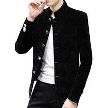 Terno masculino para casamento jaqueta slim, roupa para homens estilo jaqueta, blazer de veludo preto, blazer casual de primavera com botões 2024 - compre barato