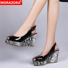 Morazora sandálias femininas de couro legítimo, sapatos com plataforma redonda, de verão para mulheres, 2021 2024 - compre barato